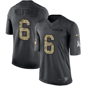 lions #6 ifeatu melifonwu black men's stitched nfl limited 2016 salute to service wholesale jersey