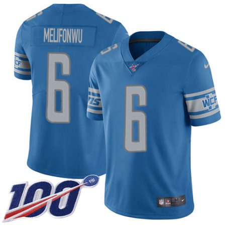 Lions #6 Ifeatu Melifonwu Blue Team Color Men's Stitched NFL 100th Season Vapor Untouchable Limited Jersey