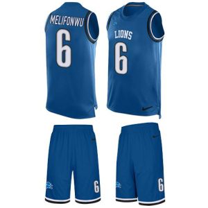 Lions #6 Ifeatu Melifonwu Blue Team Color Men's Stitched NFL Limited Tank Top Suit Jersey