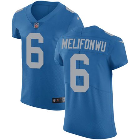 Lions #6 Ifeatu Melifonwu Blue Throwback Men's Stitched NFL Vapor Untouchable Elite Jersey