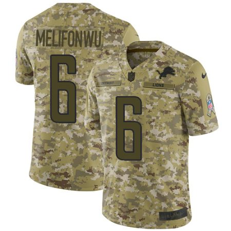 Lions #6 Ifeatu Melifonwu Camo Men's Stitched NFL Limited 2018 Salute To Service Jersey