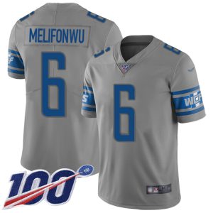 wholesale Lions #6 Ifeatu Melifonwu Gray Men's Stitched NFL Limited Inverted Legend 100th Season Jersey