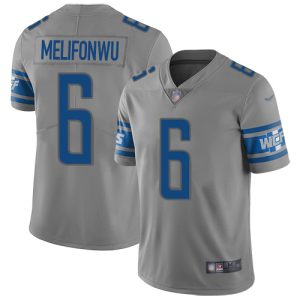 Lions #6 Ifeatu Melifonwu Gray Men's Stitched NFL Limited Inverted Legend Jersey