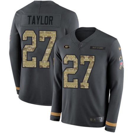 packers #27 patrick taylor anthracite salute to service men's stitched nfl limited therma long sleeve cheap jersey