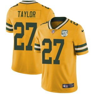 Packers #27 Patrick Taylor Yellow Men's 100th Season Stitched NFL Limited Rush Jersey