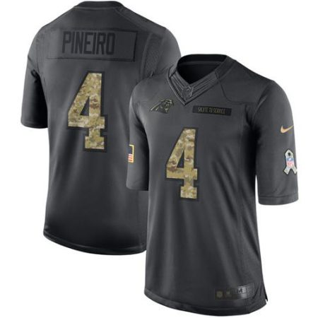 Panthers #4 Eddy Pineiro Black Men's Stitched NFL Limited 2016 Salute to Service Jersey