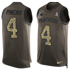 Panthers #4 Eddy Pineiro Green Men's Stitched NFL Limited Salute To Service Tank Top Jersey