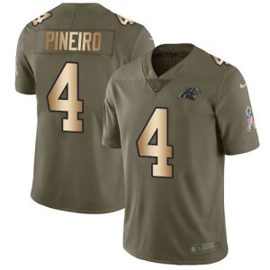 cheap Panthers #4 Eddy Pineiro Olive/Gold Men's Stitched NFL Limited 2017 Salute To Service Jersey