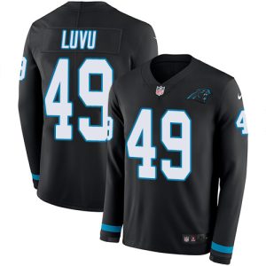 cheap Panthers #49 Frankie Luvu Black Team Color Men's Stitched NFL Limited Therma Long Sleeve Jersey