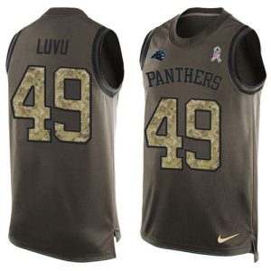 panthers #49 frankie luvu green men's stitched nfl limited salute to service tank top cheap jersey