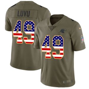 Panthers #49 Frankie Luvu Olive/USA Flag Men's Stitched NFL Limited 2017 Salute To Service Jersey