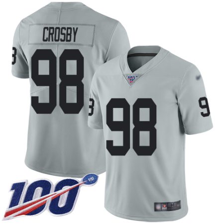 wholesale Raiders #98 Maxx Crosby Silver Men's Stitched NFL Limited Inverted Legend 100th Season Jersey