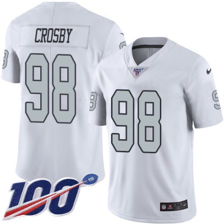 raiders #98 maxx crosby white men's stitched nfl limited rush 100th season wholesale jersey