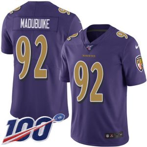 Ravens #92 Justin Madubuike Purple Men's Stitched NFL Limited Rush 100th Season Jersey