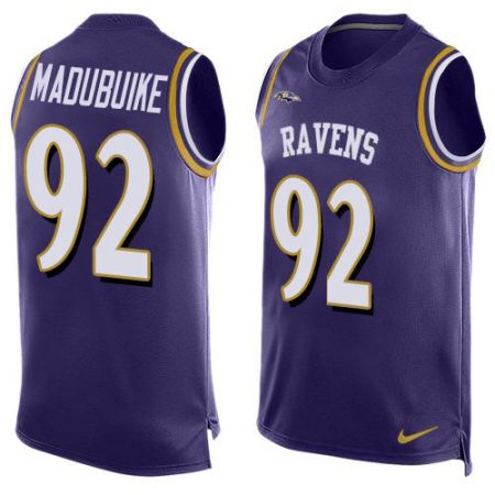 Ravens #92 Justin Madubuike Purple Team Color Men's Stitched NFL Limited Tank Top Jersey