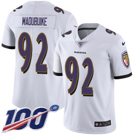 wholesale Ravens #92 Justin Madubuike White Men's Stitched NFL 100th Season Vapor Untouchable Limited Jersey