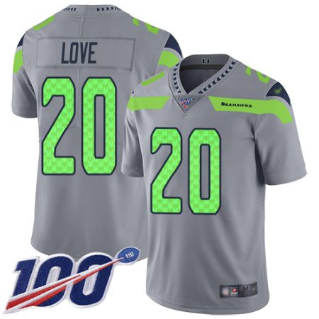 wholesale Seahawks #20 Julian Love Gray Men's Stitched NFL Limited Inverted Legend 100th Season Jersey