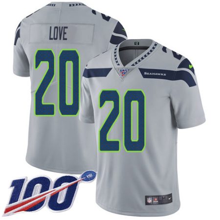 wholesale Seahawks #20 Julian Love Grey Alternate Men's Stitched NFL 100th Season Vapor Untouchable Limited Jersey