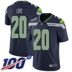 seahawks #20 julian love steel blue team color men's stitched nfl 100th season vapor untouchable limited cheap jersey