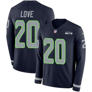 cheap Seahawks #20 Julian Love Steel Blue Team Color Men's Stitched NFL Limited Therma Long Sleeve Jersey