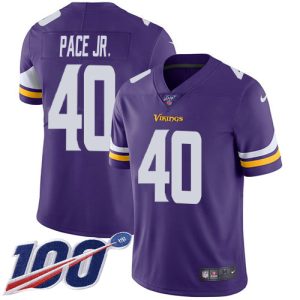 Vikings #40 Ivan Pace Jr. Purple Team Color Men's Stitched NFL 100th Season Vapor Limited Jersey