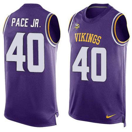 Vikings #40 Ivan Pace Jr. Purple Team Color Men's Stitched NFL Limited Tank Top Jersey