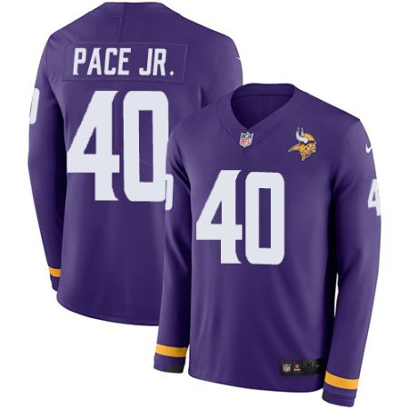 wholesale Vikings #40 Ivan Pace Jr. Purple Team Color Men's Stitched NFL Limited Therma Long Sleeve Jersey