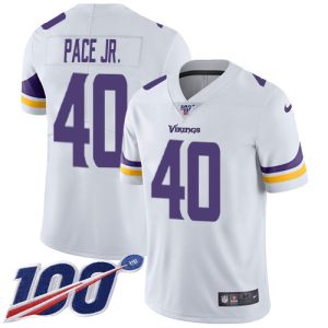 cheap Vikings #40 Ivan Pace Jr. White Men's Stitched NFL 100th Season Vapor Limited Jersey