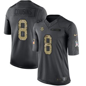 wholesale Vikings #8 Kirk Cousins Black Men's Stitched NFL Limited 2016 Salute To Service Jersey