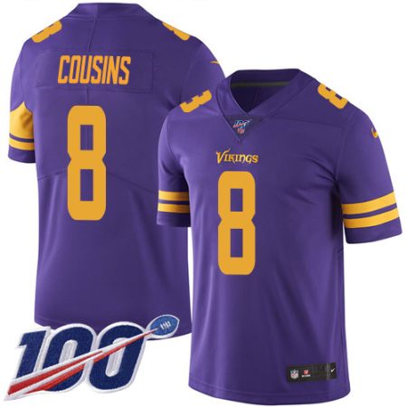 Vikings #8 Kirk Cousins Purple Men's Stitched NFL Limited Rush 100th Season Jersey