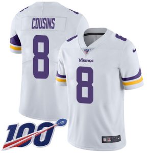 Vikings #8 Kirk Cousins White Men's Stitched NFL 100th Season Vapor Limited Jersey