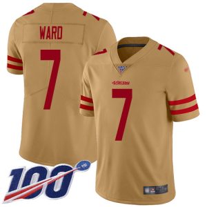 49ers #7 Charvarius Ward Gold Men's Stitched NFL Limited Inverted Legend 100th Season Jersey