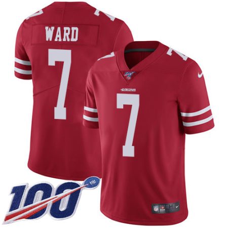 wholesale 49ers #7 Charvarius Ward Red Team Color Men's Stitched NFL 100th Season Vapor Limited Jersey