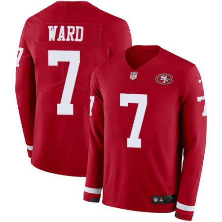 wholesale 49ers #7 Charvarius Ward Red Team Color Men's Stitched NFL Limited Therma Long Sleeve Jersey