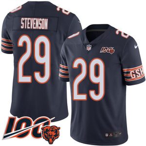 Bears #29 Tyrique Stevenson Navy Blue Team Color Men's Stitched NFL 100th Season Vapor Limited Jersey