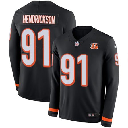 Bengals #91 Trey Hendrickson Black Team Color Men's Stitched NFL Limited Therma Long Sleeve Jersey