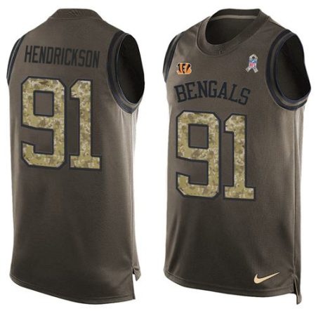 bengals #91 trey hendrickson green men's stitched nfl limited salute to service tank top wholesale jersey