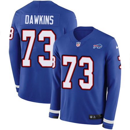 wholesale Bills #73 Dion Dawkins Royal Blue Team Color Men's Stitched NFL Limited Therma Long Sleeve Jersey