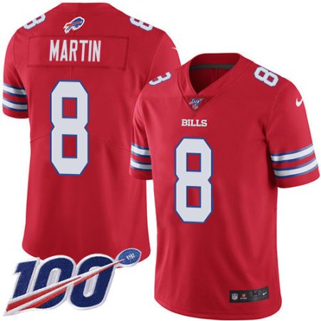 Bills #8 Sam Martin Red Men's Stitched NFL Limited Rush 100th Season Jersey