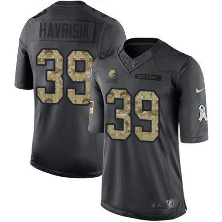 browns #39 lucas havrisik black men's stitched nfl limited 2016 salute to service wholesale jersey