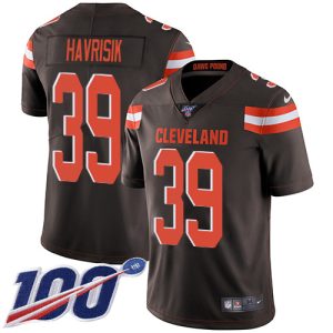 browns #39 lucas havrisik brown team color men's stitched nfl 100th season vapor untouchable limited wholesale jersey