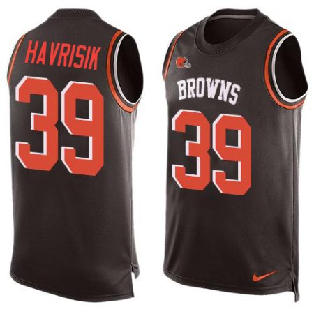 Browns #39 Lucas Havrisik Brown Team Color Men's Stitched NFL Limited Tank Top Jersey