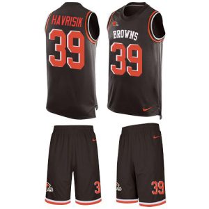 browns #39 lucas havrisik brown team color men's stitched nfl limited tank top suit wholesale jersey