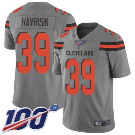 wholesale Browns #39 Lucas Havrisik Gray Men's Stitched NFL Limited Inverted Legend 100th Season Jersey