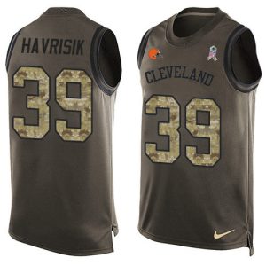 Browns #39 Lucas Havrisik Green Men's Stitched NFL Limited Salute To Service Tank Top Jersey