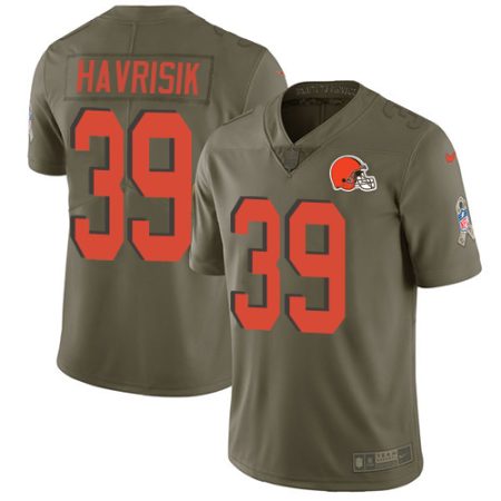 browns #39 lucas havrisik olive men's stitched nfl limited 2017 salute to service wholesale jersey