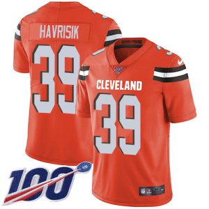 wholesale Browns #39 Lucas Havrisik Orange Alternate Men's Stitched NFL 100th Season Vapor Untouchable Limited Jersey