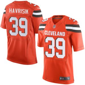 Browns #39 Lucas Havrisik Orange Alternate Men's Stitched NFL New Elite Jersey