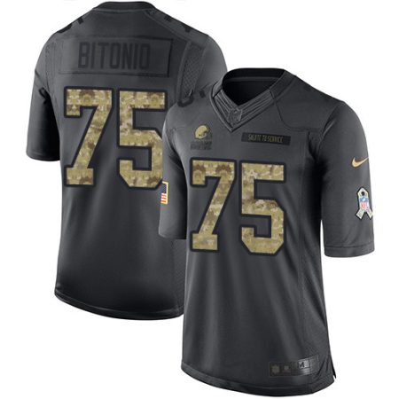 cheap Browns #75 Joel Bitonio Black Men's Stitched NFL Limited 2016 Salute to Service Jersey