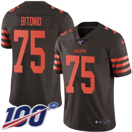 Browns #75 Joel Bitonio Brown Men's Stitched NFL Limited Rush 100th Season Jersey